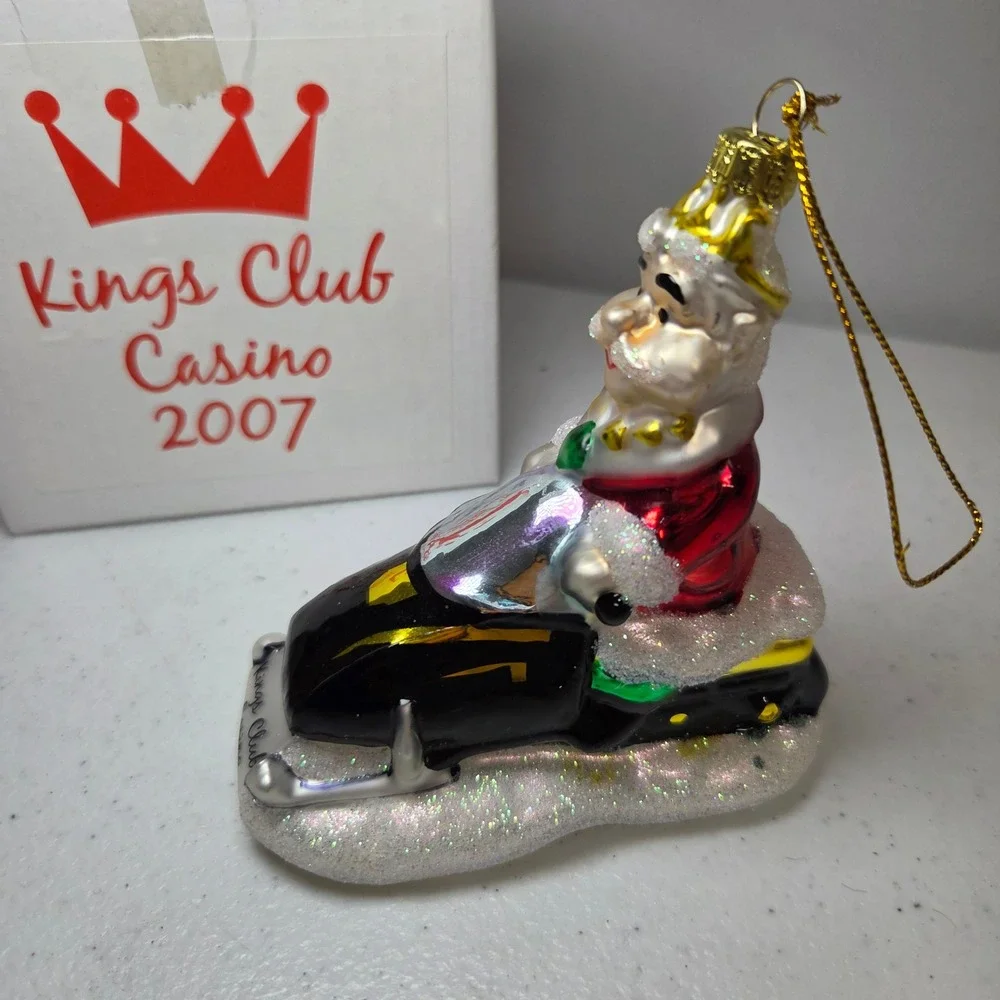 Kings Club Casino 2007 Snowmobile King Glass Christmas Ornament Bay Mills MI